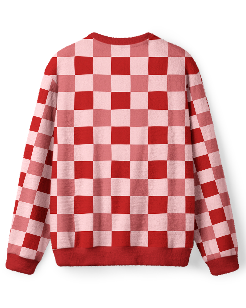 Vintage 1970s Rose Pink Checkerboard Sweater image 2