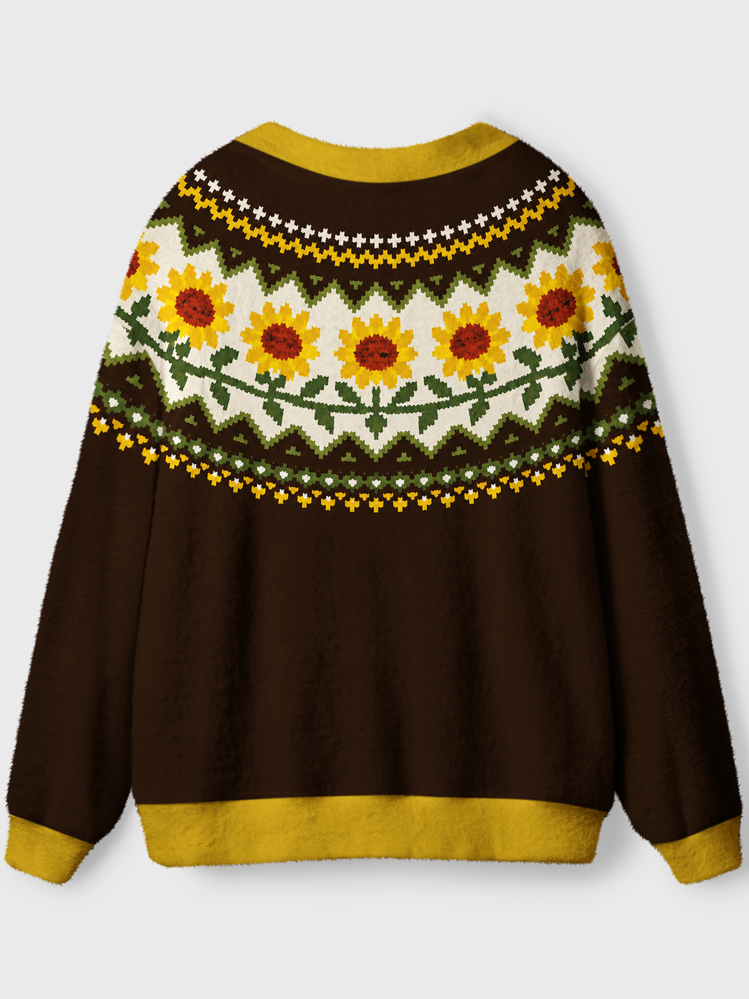 Vintage 1970s Golden Sunflower Unisex Cardigan Sweater image 2