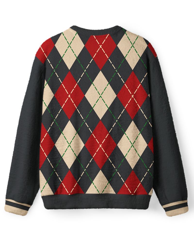 Vintage 1980s Classic Red Cream Argyle Sweater image 2