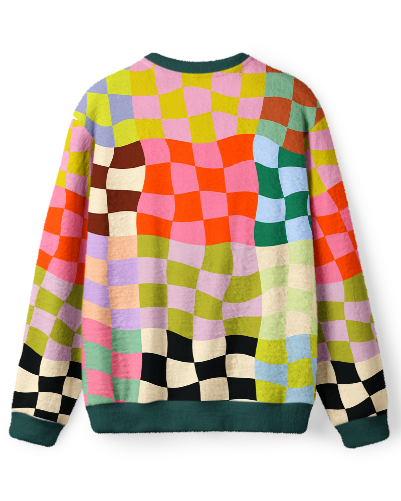 Vintage 1980s Pastel Patchwork Check Sweater image 2