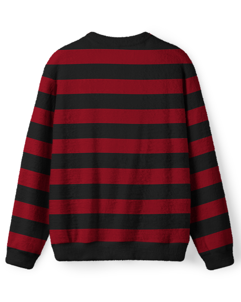 Vintage 1980s Crimson Black Stripe Sweater image 2