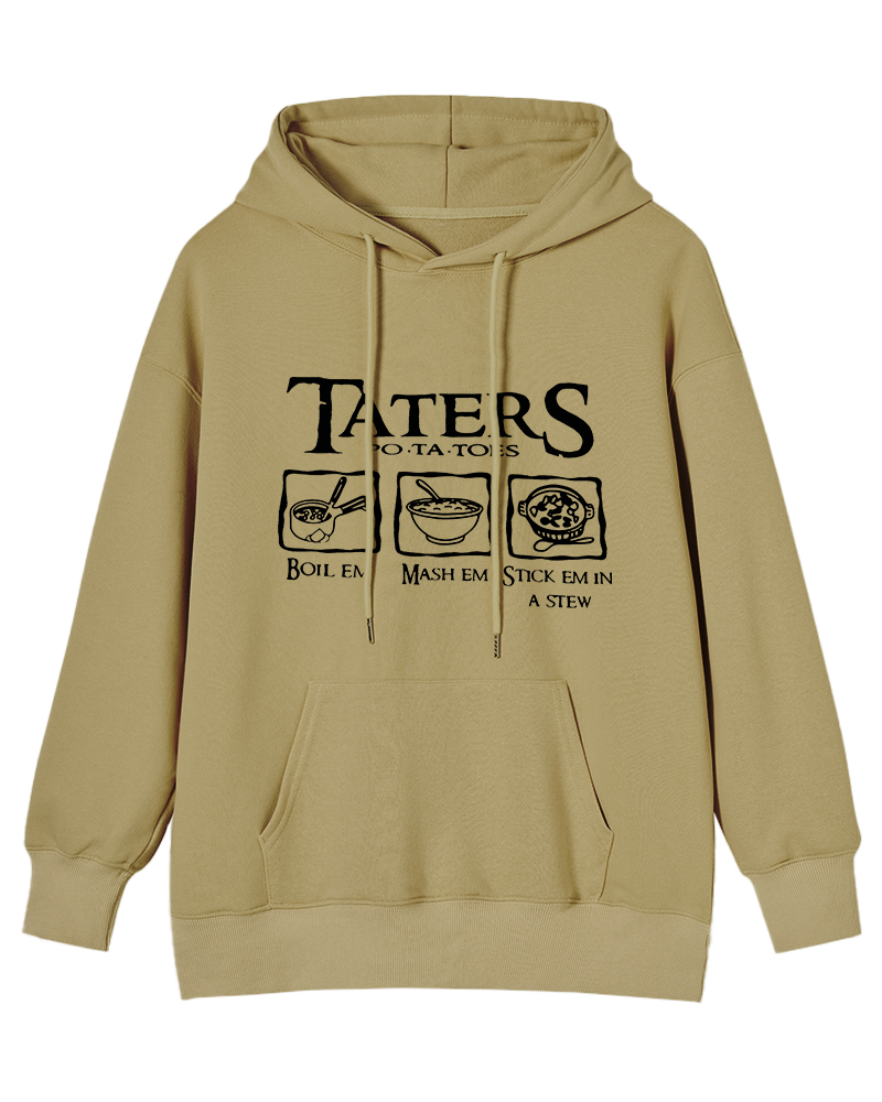 Taters Boil Em Mash Em Stew Em Printed Cotton Hoodie image 2
