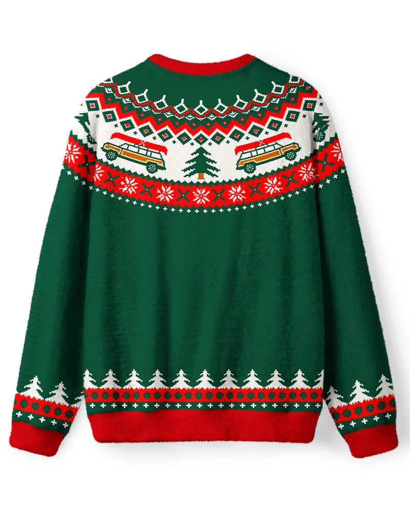 Vintage 1960s Christmas Tree Wagon Sweater image 2