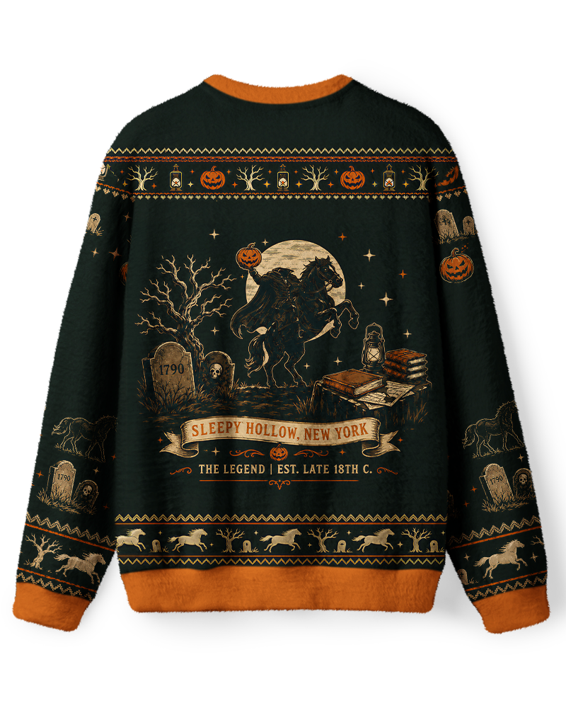 Beware The Horseman Vintage Halloween Sweater image 2
