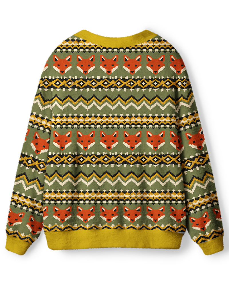 Vintage 1970s Olive Fox Trail Fair Isle Unisex Cardigan Sweater image 2
