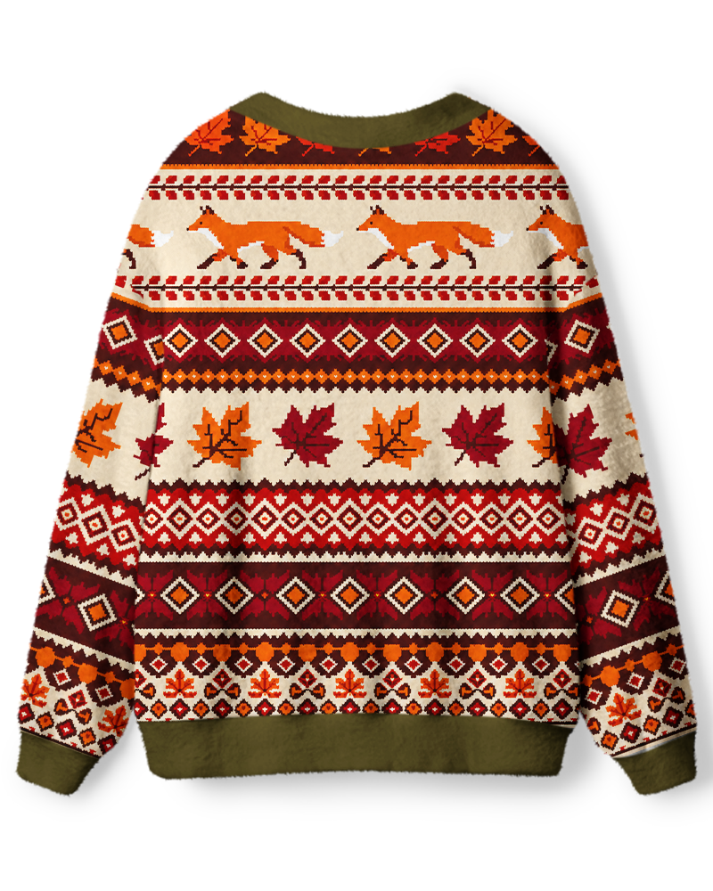 Vintage 1970s Rustic Fox Harvest Fair Isle Unisex Cardigan Sweater image 2