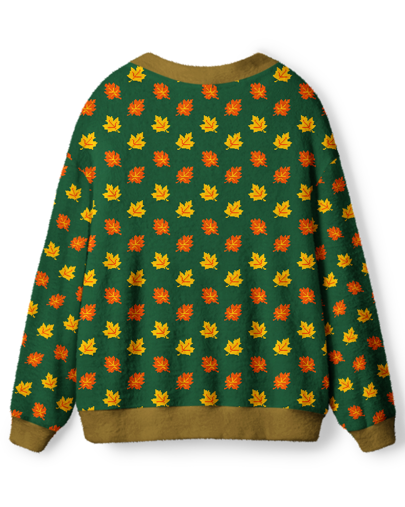 Vintage 1970s Forest Mini Leaf Unisex Cardigan Sweater image 2