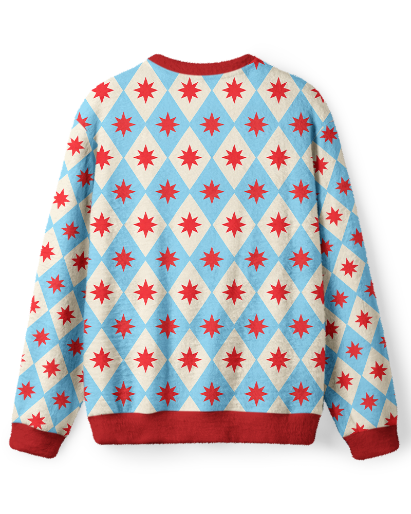 Vintage 1960s Sky Blue Starburst Argyle Sweater image 2