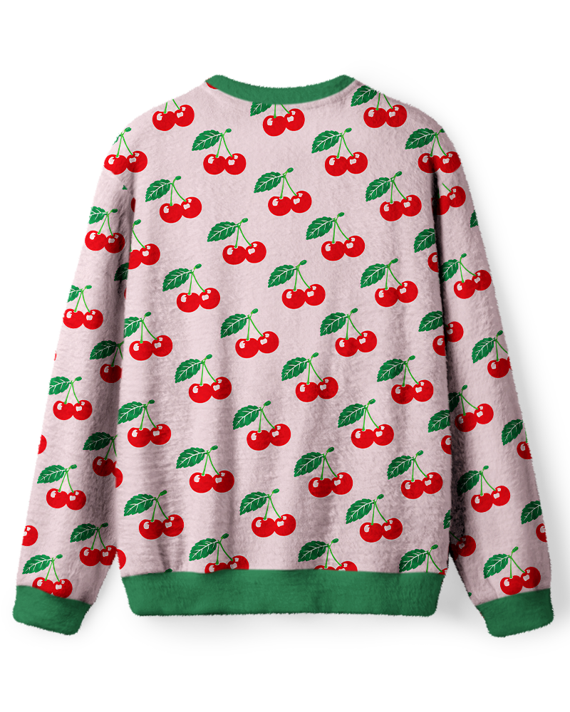 Vintage 1970s Pink Cherry Toss Sweater image 2