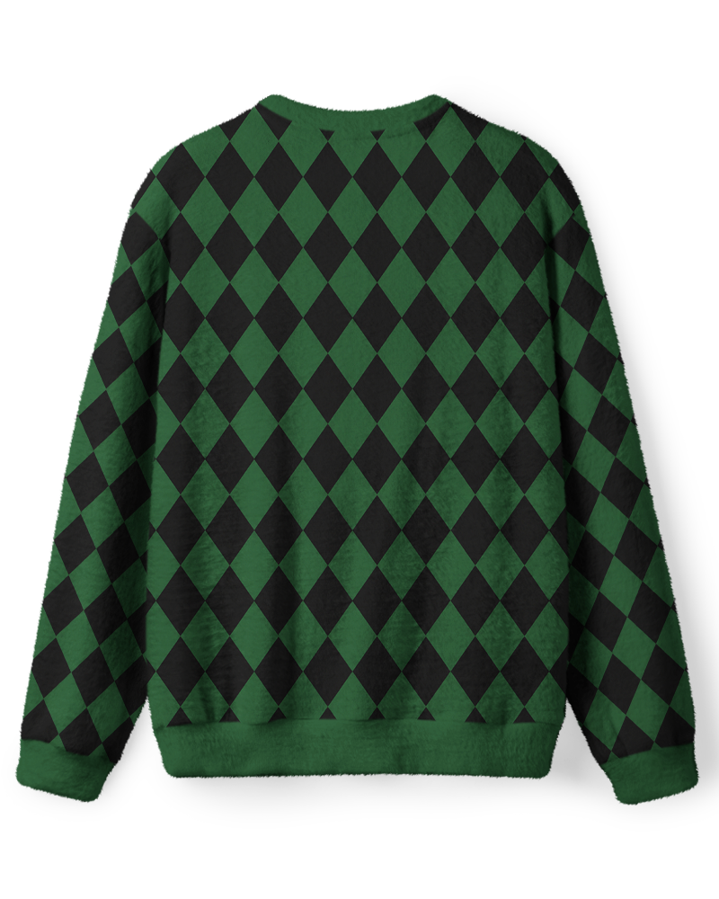 Vintage 1960s Emerald Harlequin Argyle Sweater image 2