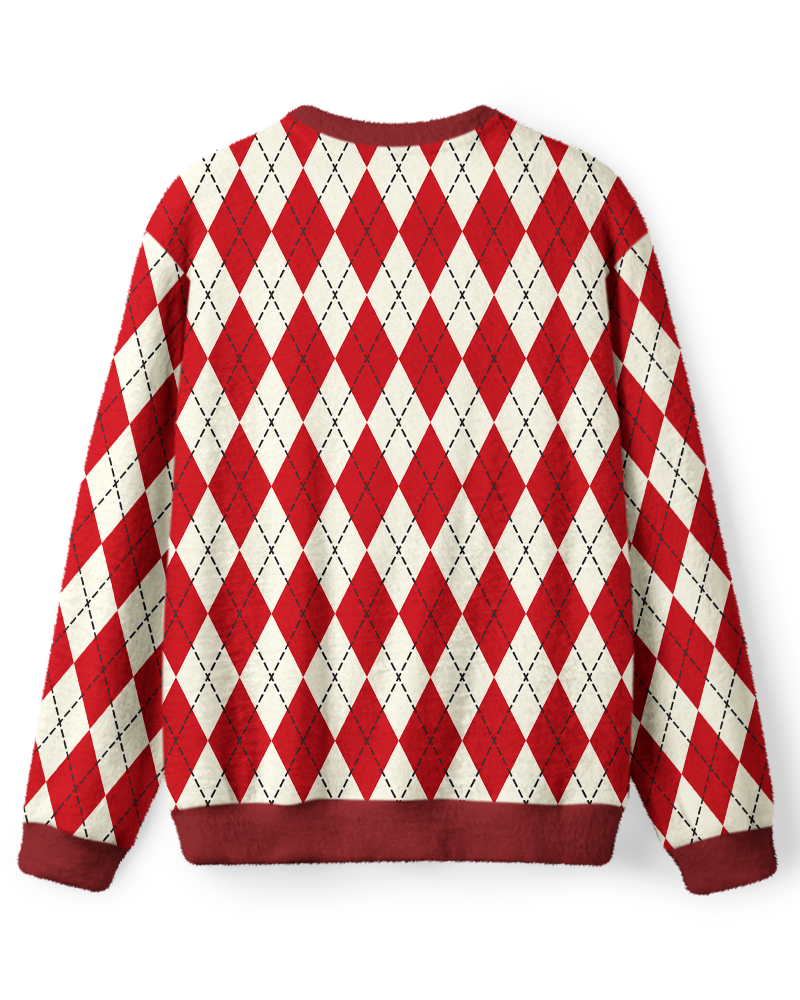Vintage 1960s Red Cream Argyle Sweater image 2