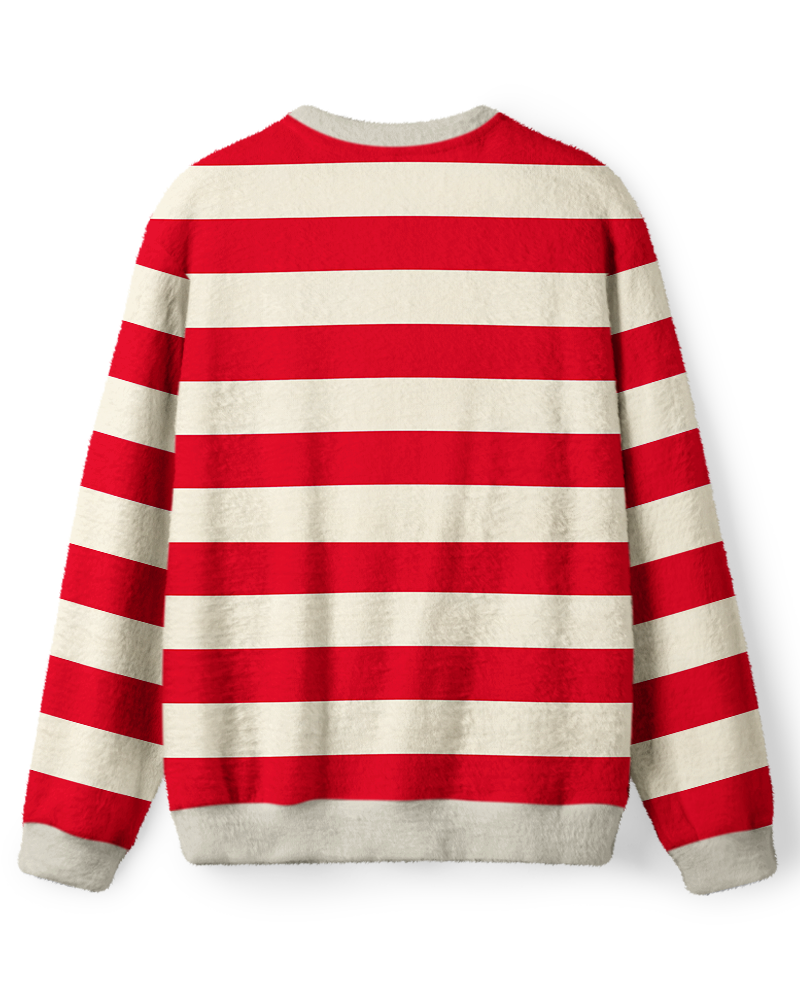 Vintage 1970s Apple Red Cream Stripe Sweater image 2