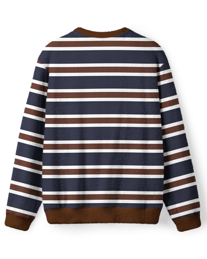 Vintage 1970s Navy Mocha Stripe Sweater image 2