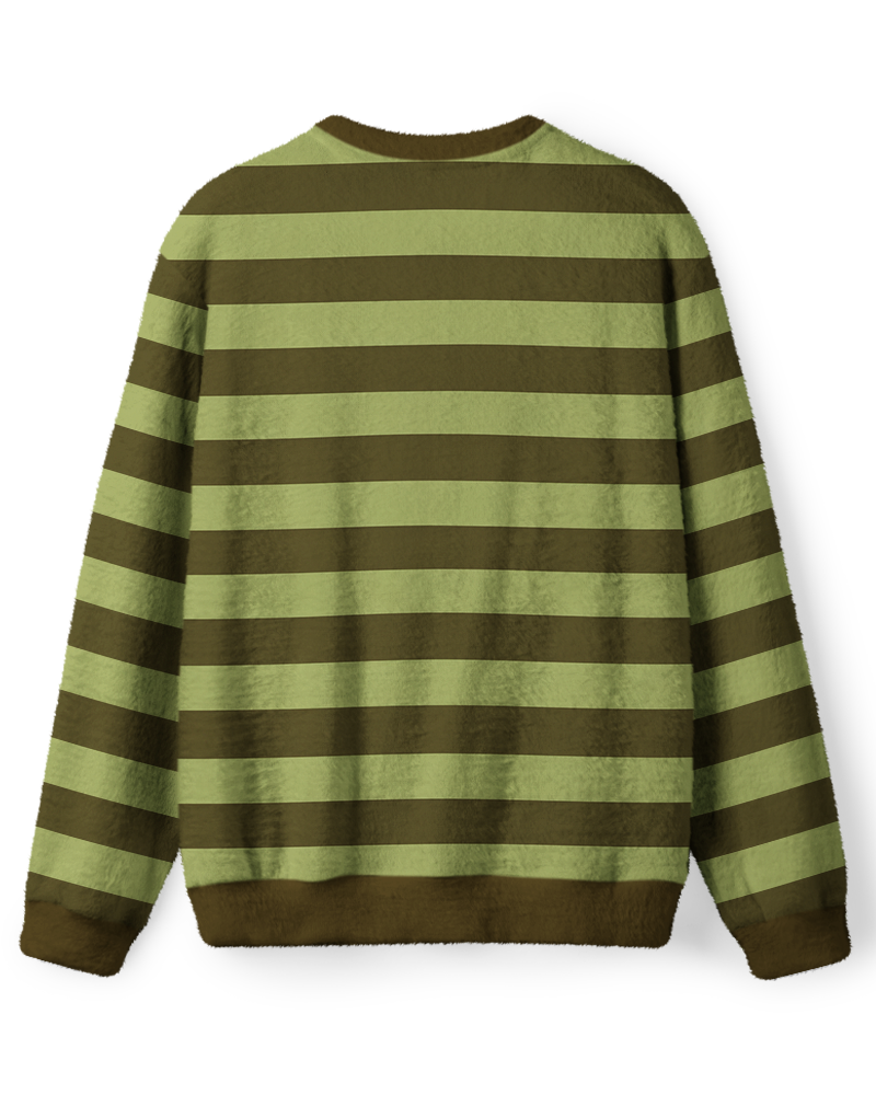 Vintage 1970s Sage Olive Stripe Sweater image 2