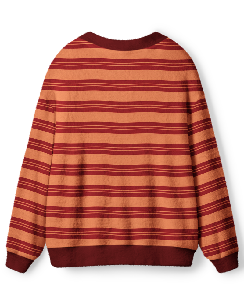 Vintage 1970s Sunset Rust Stripe Unisex Cardigan Sweater image 2