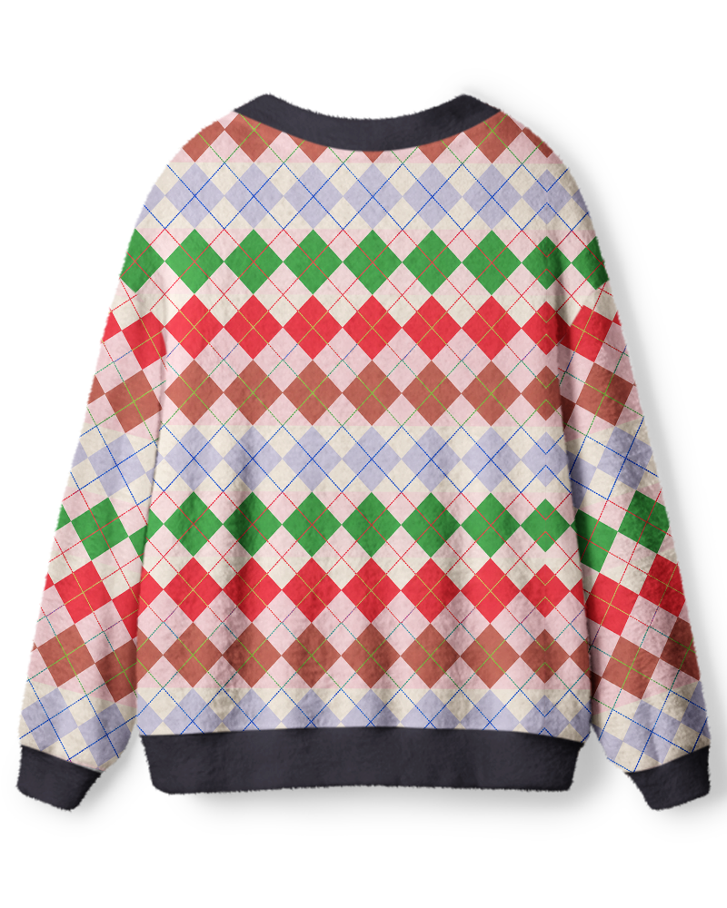 Vintage 1970s Pastel Argyle Plaid Unisex Cardigan Sweater image 2