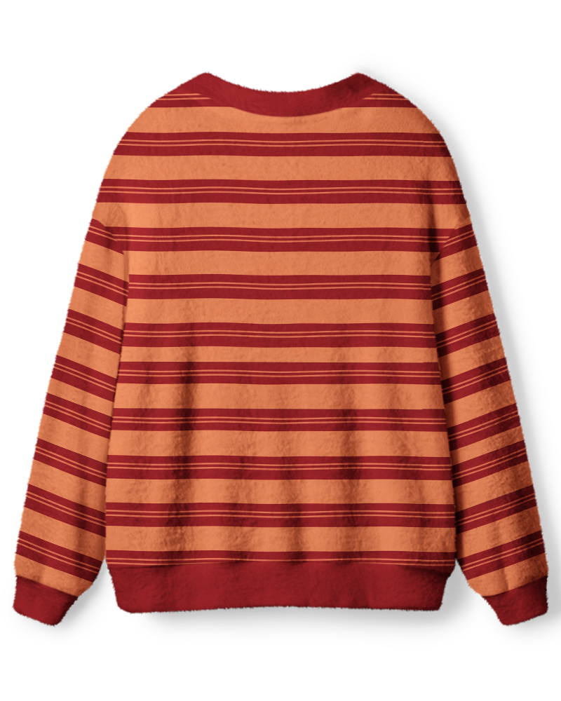 Vintage 1970s Sunset Orange Stripe Unisex Cardigan Sweater image 2