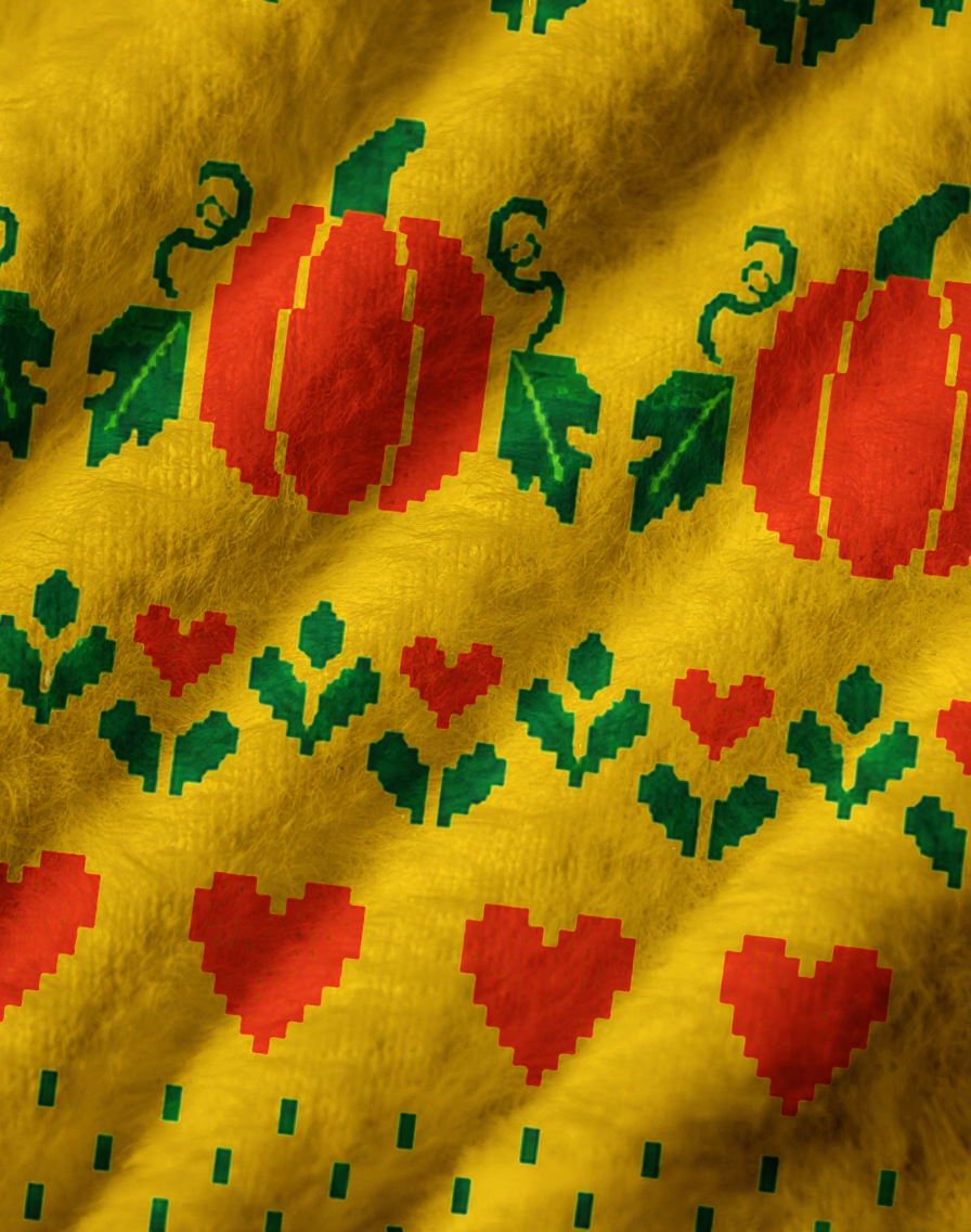 Vintage 1970s Golden Harvest Pumpkin Heart V-Neck Sweater Vest image 2