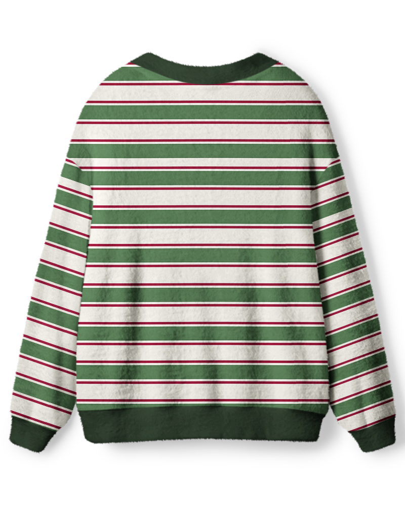 Vintage 1970s Mint Berry Stripe Unisex Cardigan Sweater image 2