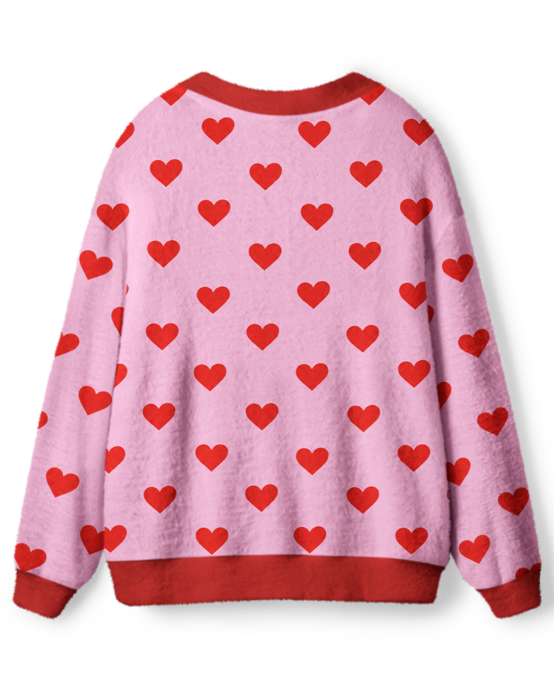 Vintage 1960s Bubblegum Heart Unisex Cardigan Sweater image 2