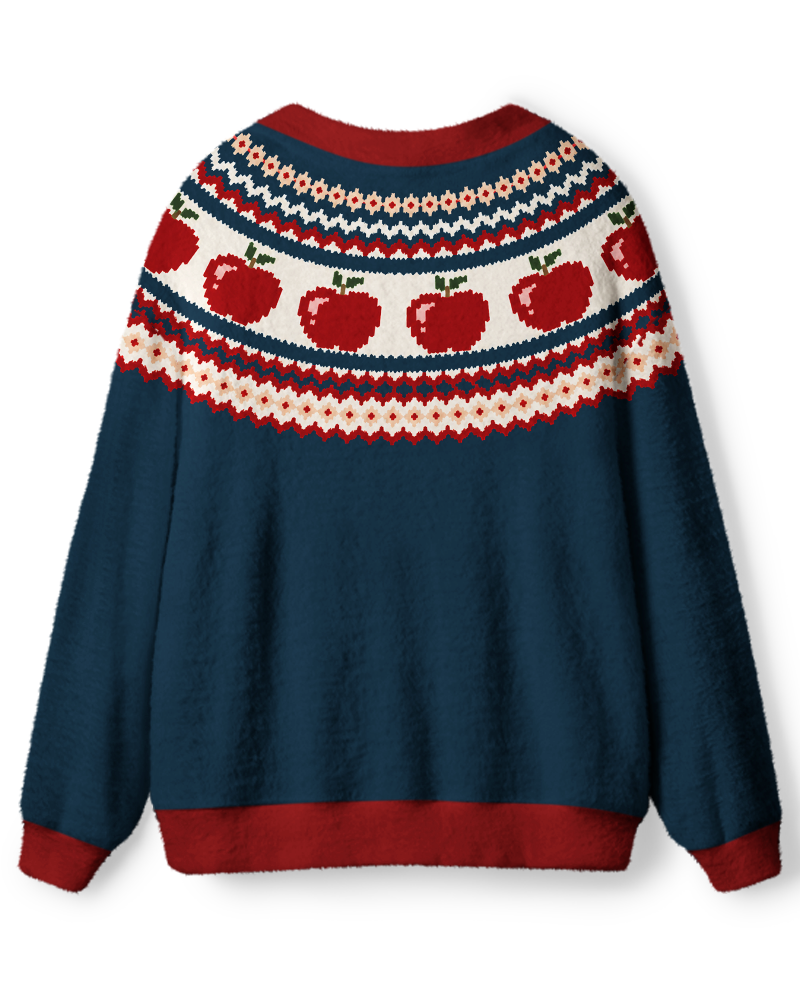 Vintage 1970s Apple Orchard Fair Isle Unisex Cardigan Sweater image 2