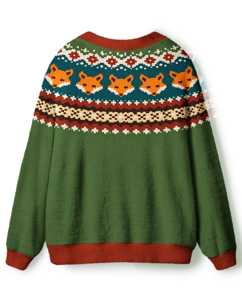 Vintage 1970s Forest Fox Trail Unisex Cardigan Sweater image 2