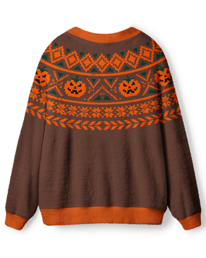 Vintage 1980s Pumpkin Harvest Unisex Cardigan Sweater image 2