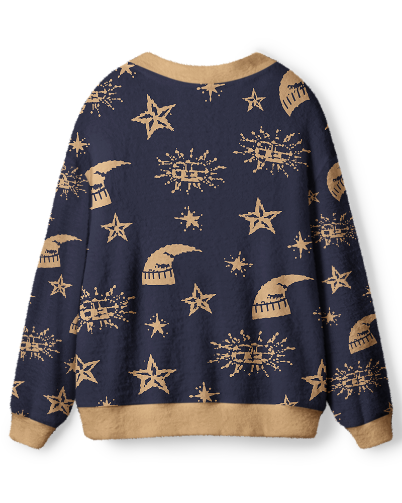 Vintage 1970s Midnight Celestial Unisex Cardigan Sweater image 2