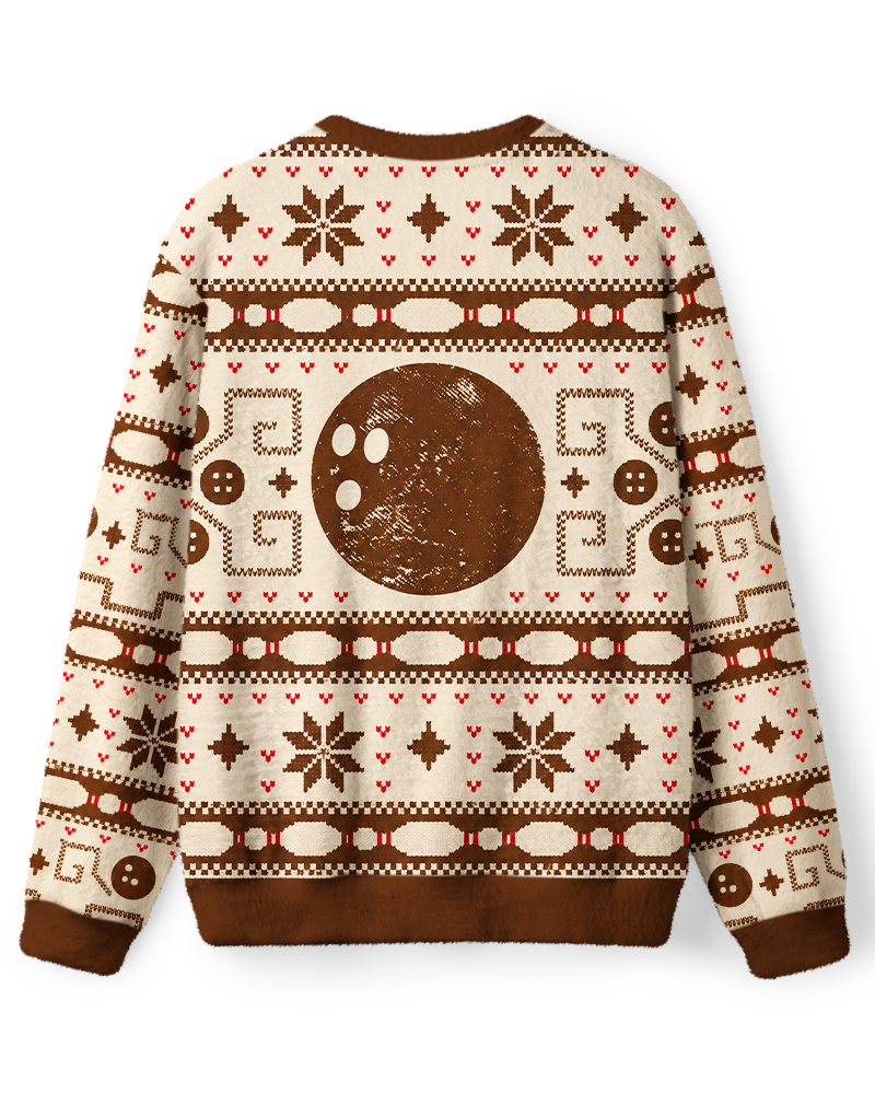 Vintage 1970s Cream Brown Christmas Bowling Fair Isle Sweater image 2