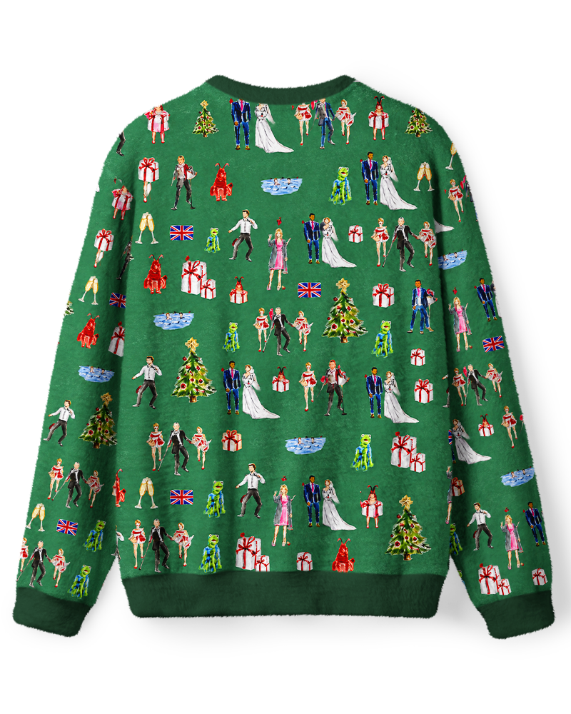 Vintage 2000s Emerald Christmas Holiday Romance Collage Sweater image 2