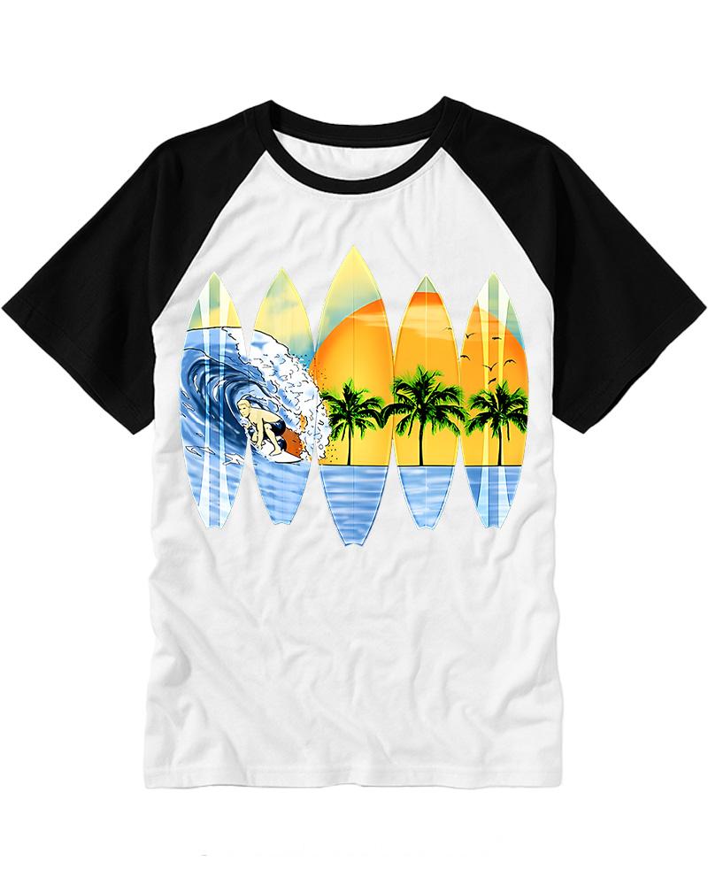 Surfer And Surfboards 1960s Raglan Baseball T-Shirt image 2