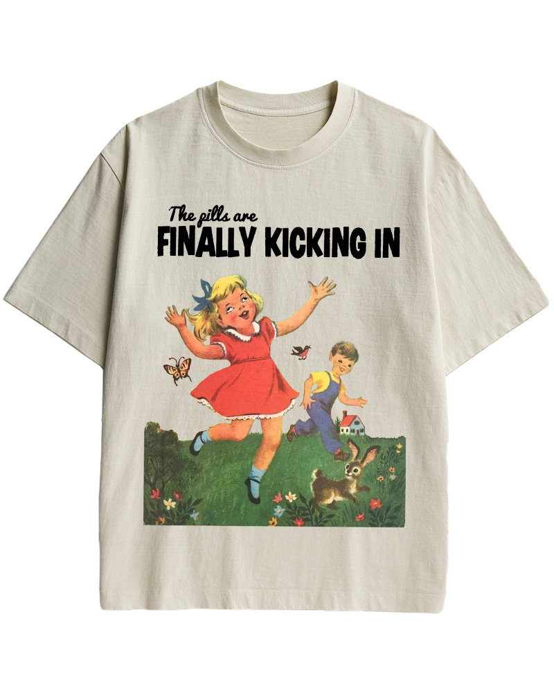 The Pills Are Finally Kicking In 1970s Cotton T-Shirt image 2