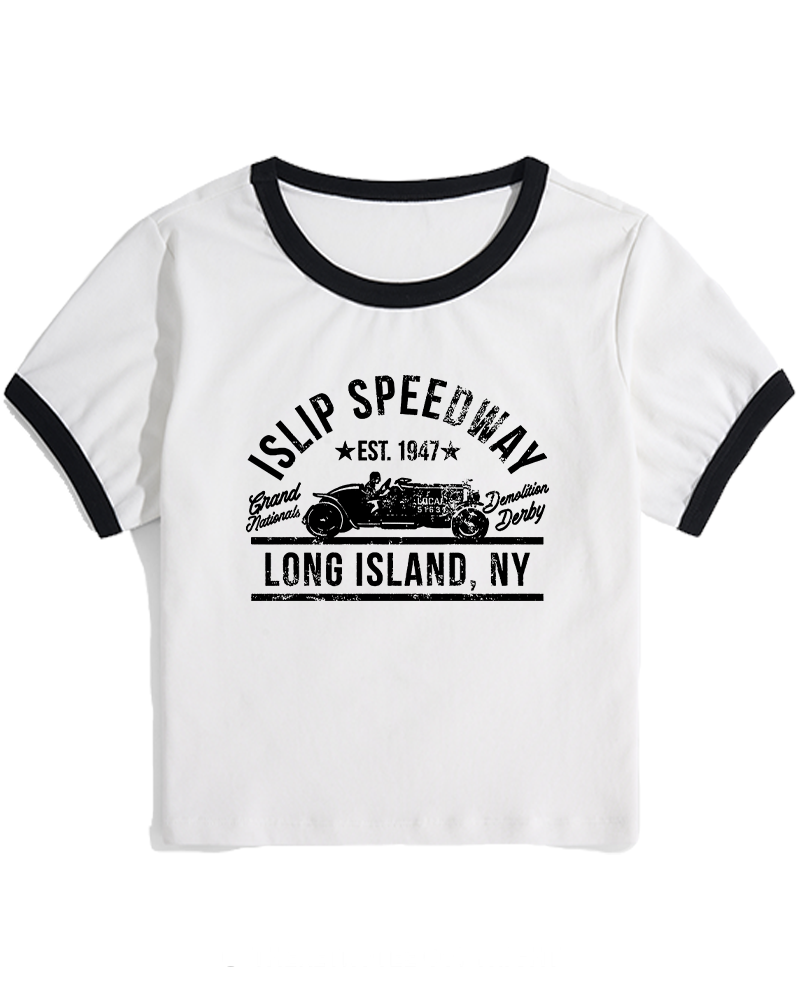 Islip Speedway 1960s Women's Ringer T-shirt image 2