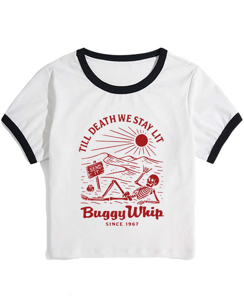 1960s Till Death We Stay Lit Women's Ringer T-shirt image 2