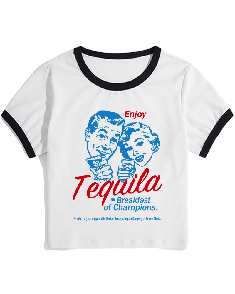 Enjoy Tequila The Breakfast Of Champions 1950s Women's Ringer T-shirt image 2