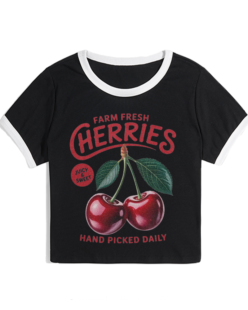 Cherry Cottagecore 1960s Women's Ringer T-shirt image 2