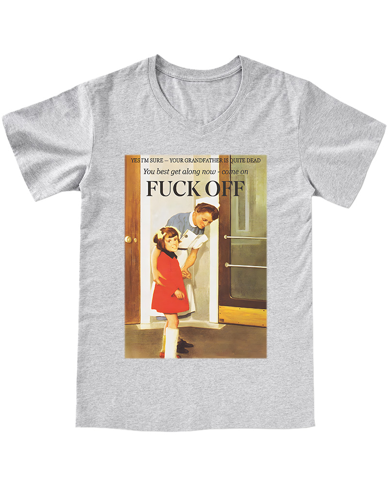 1950s Dark Humor Graphic V-neck T-Shirt image 2