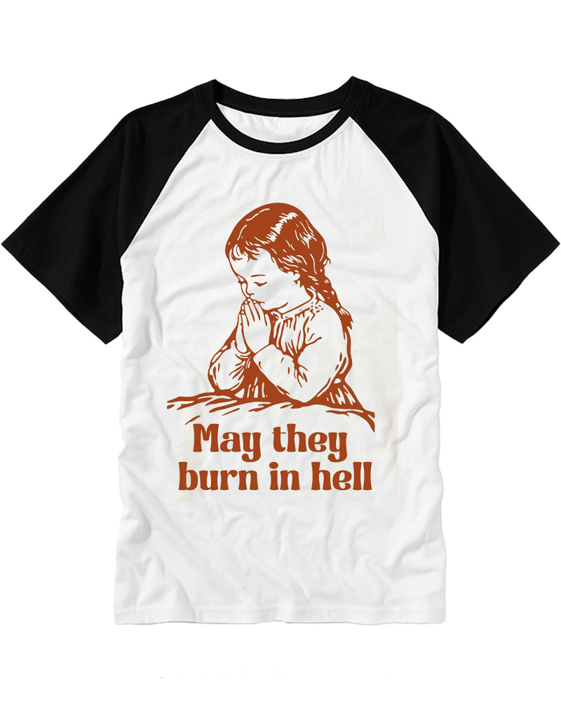 May They Burn in Hell 1970s Raglan Baseball T-Shirt image 3