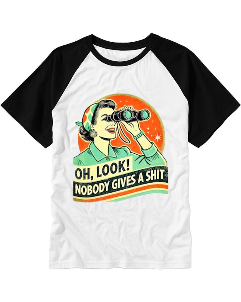 Oh,Look! Nobody Gives A 1950s Raglan Baseball T-Shirt image 3