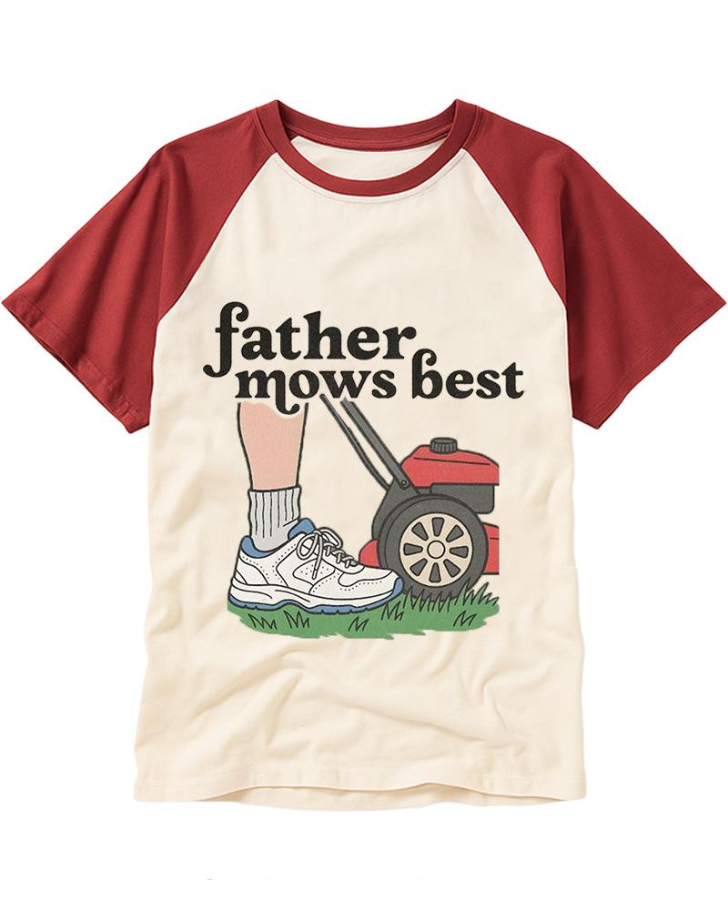 Father Mows Best 1950s Raglan Baseball T-Shirt image 3