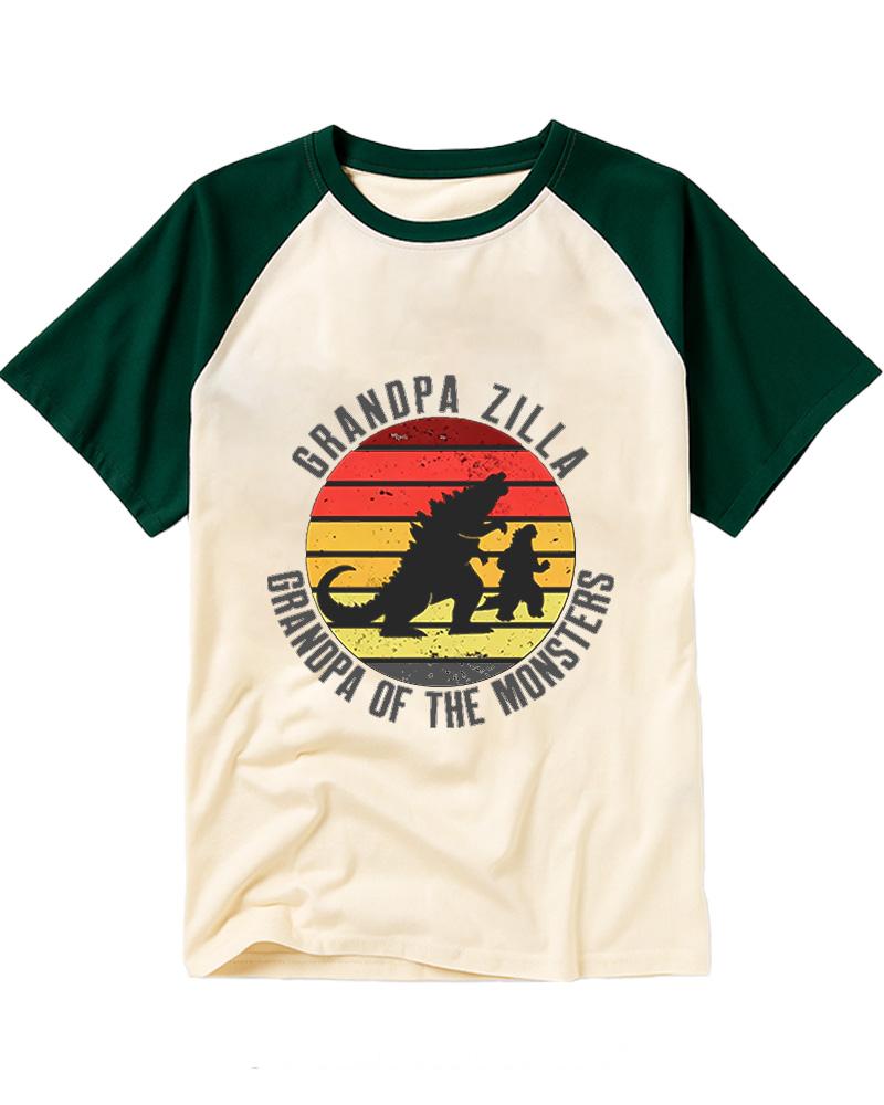 Grandpa Zilla Grandpa of the Monsters 1990s Raglan Baseball T-Shirt image 3