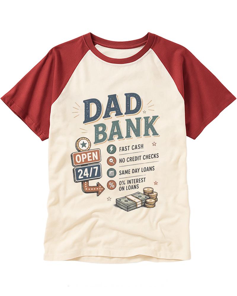 Dad Bank Open 24 7 1950s Raglan Baseball T-Shirt image 3