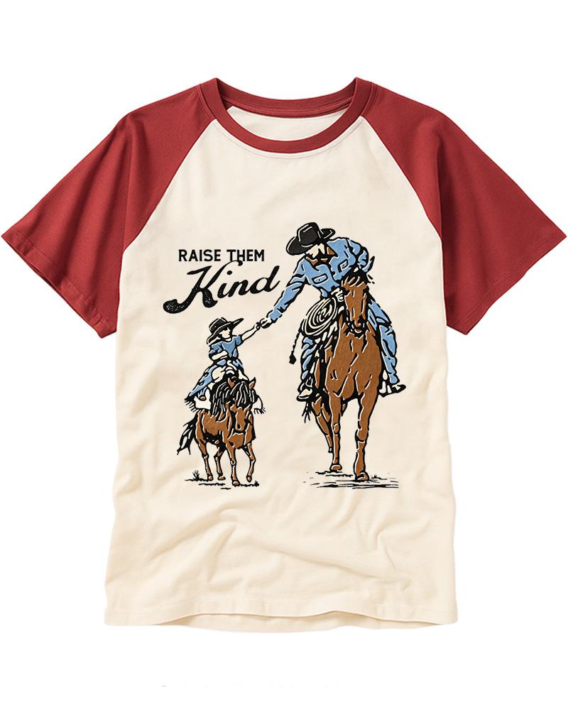 Raise Them Kind Western 1950s Raglan Baseball T-Shirt image 3