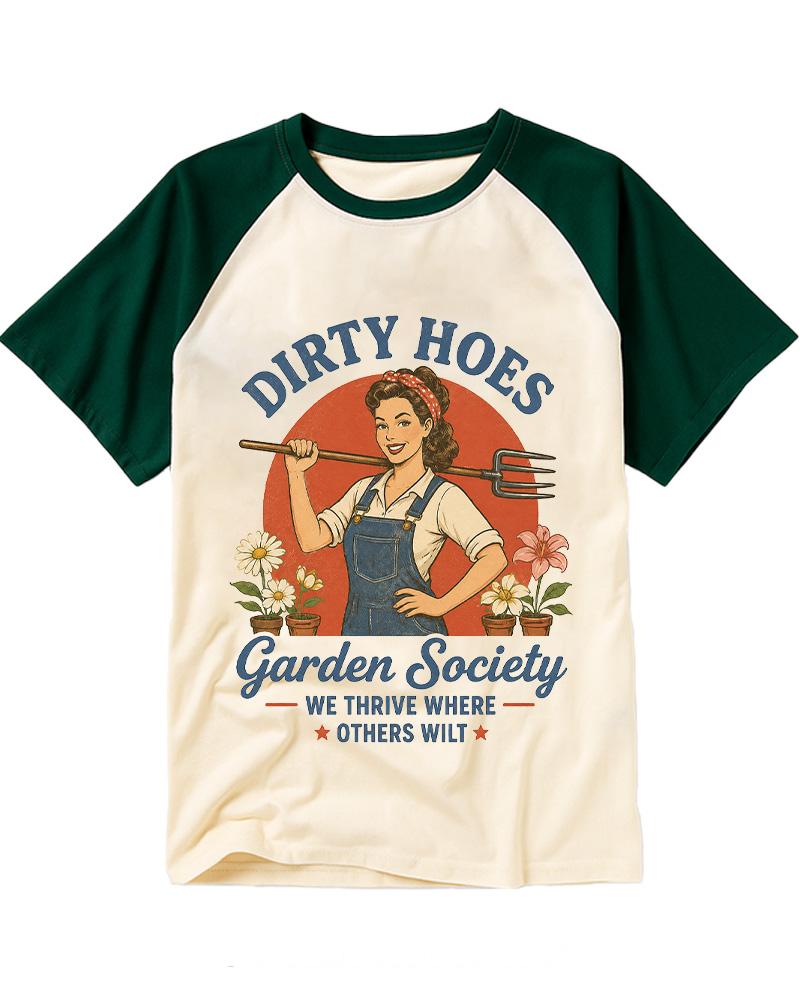 Dirty Hoes Garden Society 1950s Raglan Baseball T-Shirt image 3