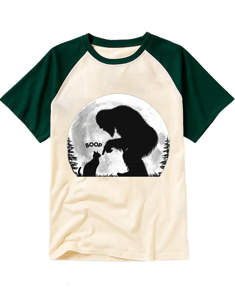 Hand Boop Nose Bigfoot 1970s Raglan Baseball T-Shirt image 3