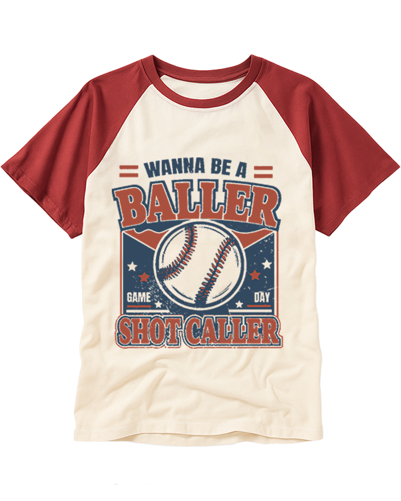 Wanna Be A Baller Shot Caller 1990s Raglan Baseball T-Shirt image 3