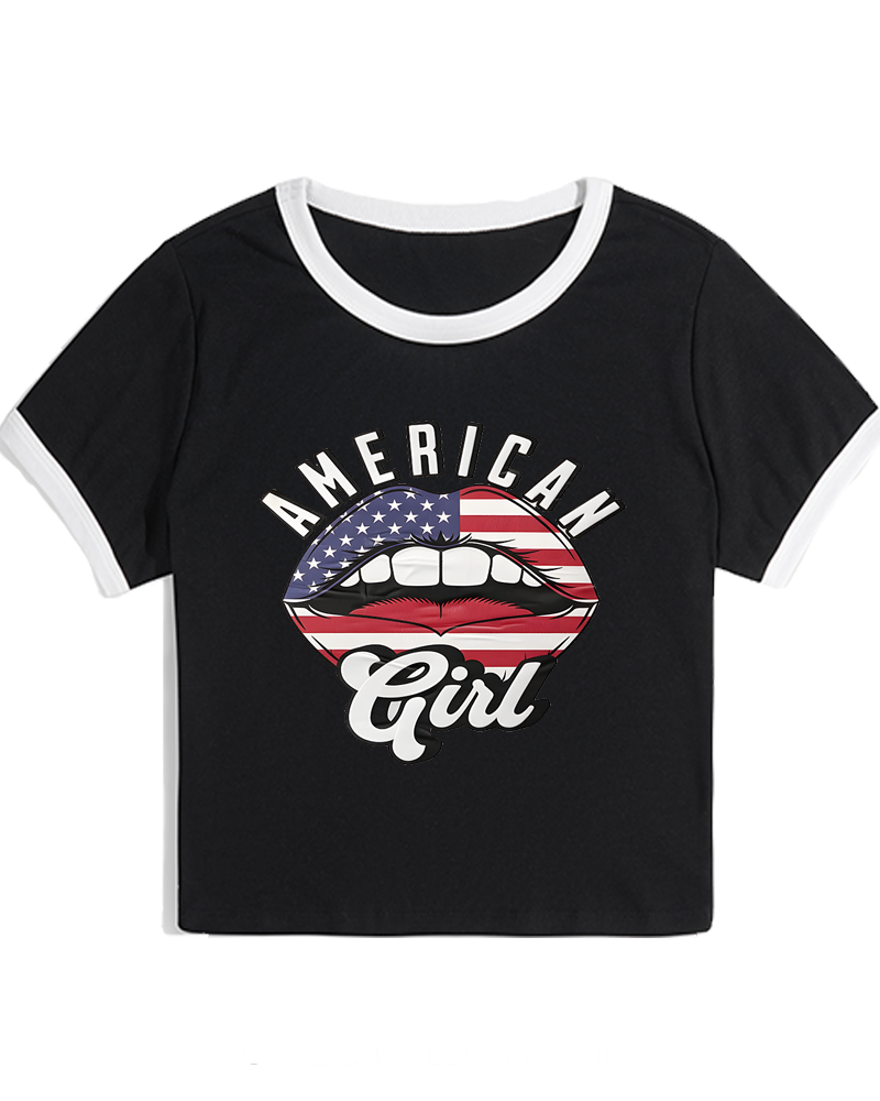 American Girl 1950s Women's Ringer T-shirt image 3