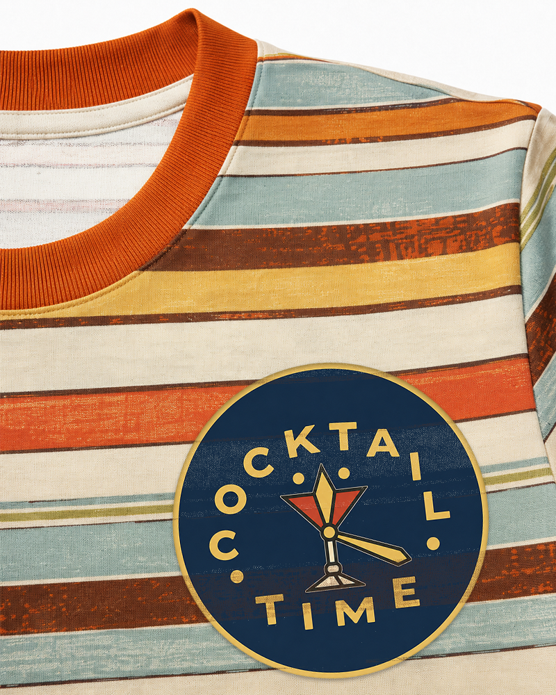 Cocktail Time 1960s Eco Oversized Striped Ringer T-Shirt image 3