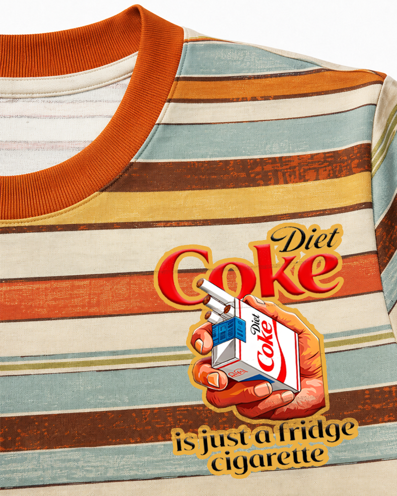 Diet Coke 1990s Eco Oversized Striped Ringer T-Shirt image 3