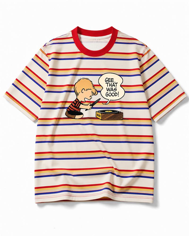Gee That Was Good! 1950s Eco Oversized Striped Ringer T-Shirt image 3